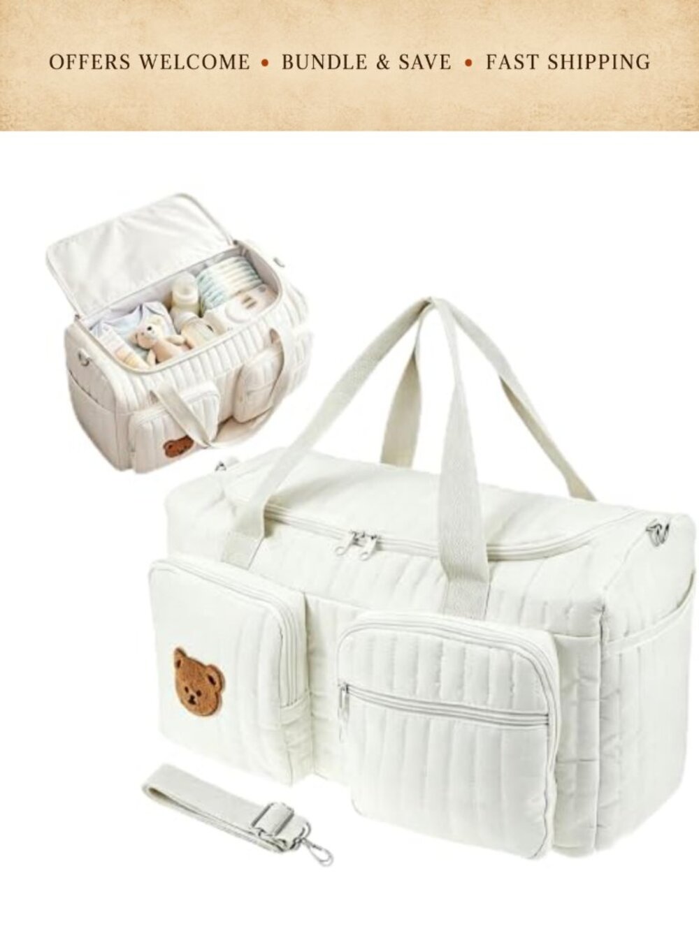 Extra Large Diaper Tote Weekender Bag Polyester Travel Handbag